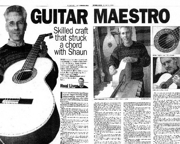 Express and Echo article about Shaun Newman's guitars,Apr2002